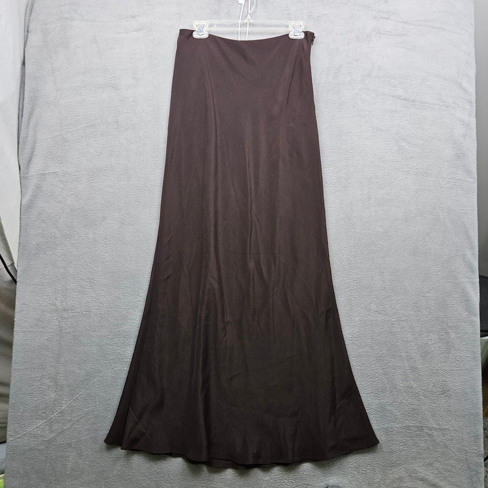 Chetta B Brown 100% Silk Bias Cut Maxi Skirt Elegant Old Money Quiet Luxury 10